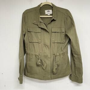 1 Sunset Lane Army Green Full Zip Utility Style Jacket Womens M